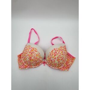 Victoria's Secret Dream Angels push-up bra neon multi-colored floral lace 38B